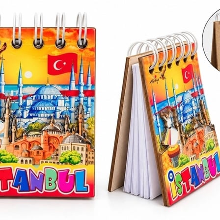 İistanbul Temalı Ahşap Magnetli Not Defteri Alk5881