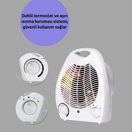 Mini Elektrikli Isıtıcı – 2000w Güç, Fanlı Isıtma, 3 Isı Modu