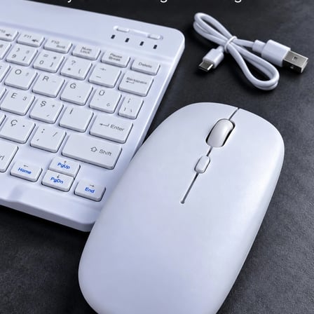 Kablosuz Klavye Mouse Seti Beyaz Türkçe Q