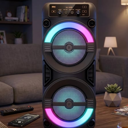Rgb Işıklı Taşınabilir Bluetooth Hoparlör Güçlü Stereo Ses
