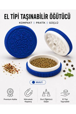 Arvina Atelier Bisküvi Tasarımlı Mini Tütün Öğütücü Grinder Lacivert