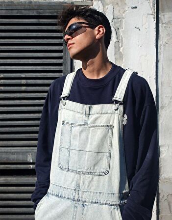 Premium Baggy Fit Unisex Kot Tulum Mavi