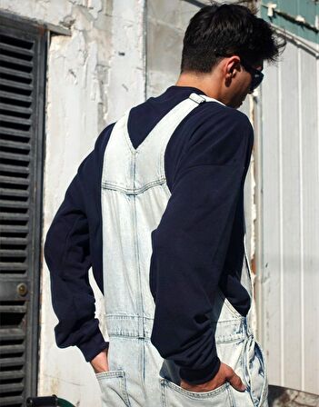 Premium Baggy Fit Unisex Kot Tulum Mavi