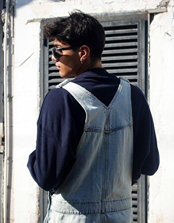 Premium Baggy Fit Unisex Kot Tulum Mavi