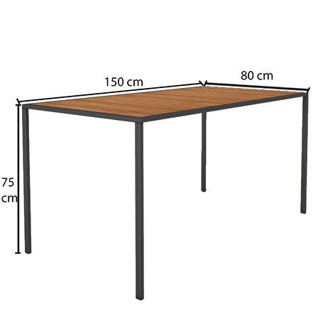 Woodesk Alaca Masif Ahşap Bahçe Masa Takımı CPT7706-150