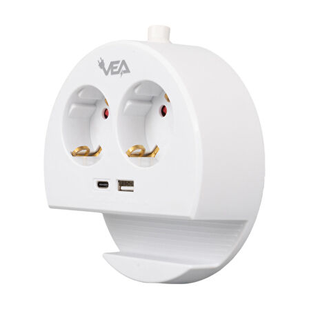 2Lİ USB + TYPE-C GİRİŞLİ TELEFON STANDLI 1.5 METRE GRUP PRİZ VE- G1102C (4434)