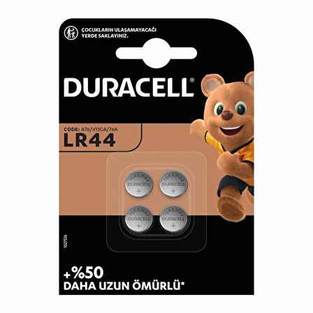 DURACELL LR44 1.5 VOLT DÜĞME PİL (4LÜ PAKET) (44DEX34)