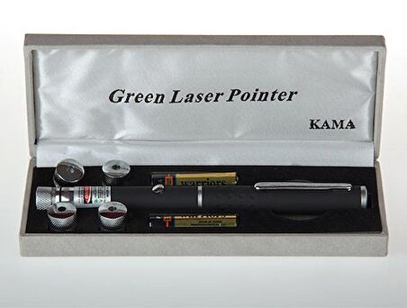 Yeşil Lazer Pointer 2000 mW 15 Km Etkili (5 Başlıklı) (4434)