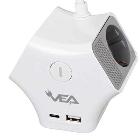 3LÜ USB+ TYPE-C GİRİŞLİ ANAHTARLI 1.5 METRE GRUP PRİZ VE-G903YC (4434)