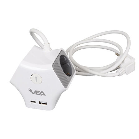 3LÜ USB+ TYPE-C GİRİŞLİ ANAHTARLI 1.5 METRE GRUP PRİZ VE-G903YC (4434)