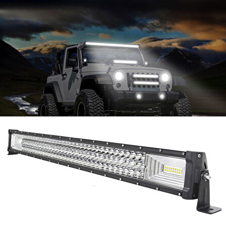 Off Road Kamyon Traktör 80 cm 3 Sıra Led Bar Tek Renk Beyaz 12-24 Tepe Çalışma Lambası