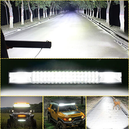 Off Road Kamyon Traktör 80 cm 3 Sıra Led Bar Tek Renk Beyaz 12-24 Tepe Çalışma Lambası