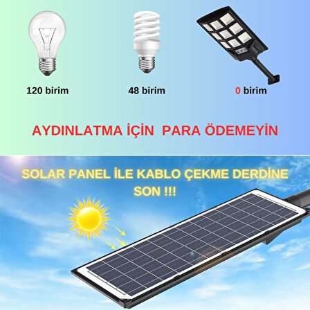 Solar Aydınlatma Güneş Enerjili Lamba 100W Kumandalı 108 Led Bahçe Sokak Aydınlatma Lambası 6V/30W