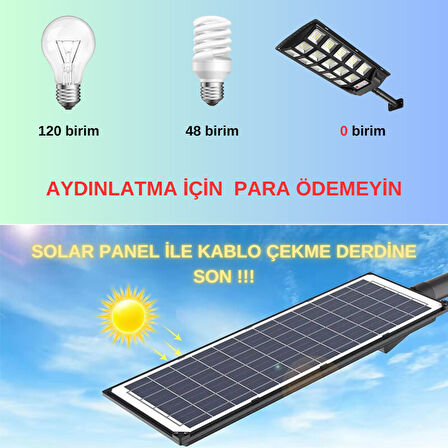 Solar Aydınlatma Güneş Enerjili Lamba 200W Kumandalı  Led Bahçe Sokak Aydınlatma Lambası 