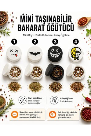 Arvina Atelier Desenli Kompakt Tütün Öğütücü Grinder Siyah