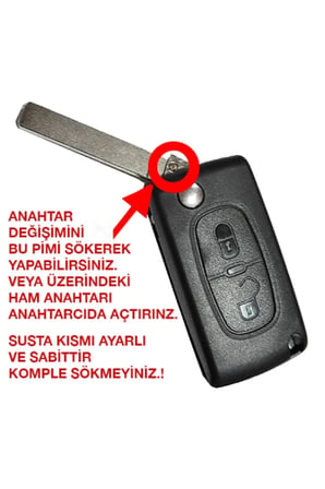 Peugeot 207 307 308 Partner Citroen C3 C4 C5 Anahtar Kabı Kumanda Kabı 2 Buton (pil Yuvasız)