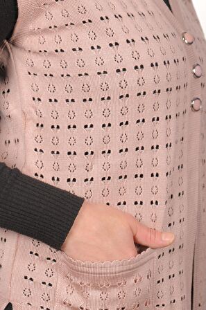 Kadın Pudra Merserize Yelek