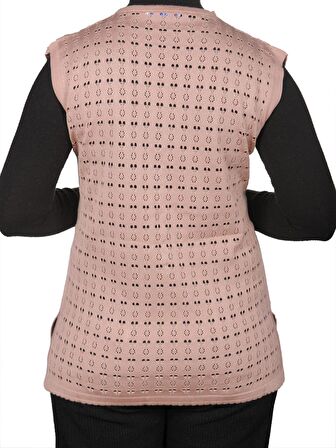 Kadın Pudra Merserize Yelek