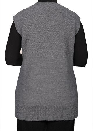 Kadın Gri  Düğmeli Yelek