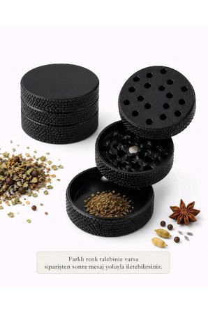 Arvina Atelier 3 Katmanlı Alt Hazneli Mini Tütün Öğütücü Grinder Siyah