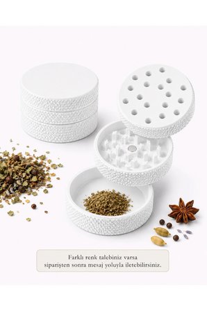 Arvina Atelier 3 Katmanlı Alt Hazneli Mini Tütün Öğütücü Grinder Beyaz