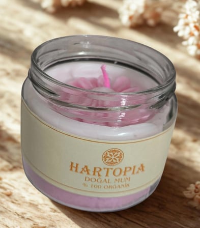 HARTOPİA Pembe Düş El Yapımı Dekoratif Mum – Aura Koleksiyonu