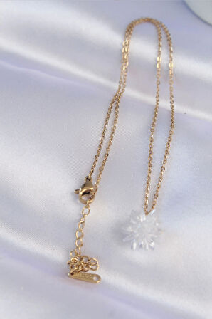 HediyeMarketim  Çelik Zincir Gold Renk Lotus Kolye
