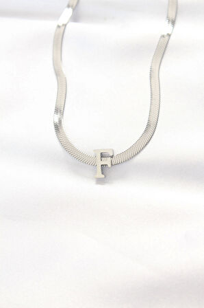 HediyeMarketim  Çelik F Harfli Silver Renk İtalyan Zincirli Kolye