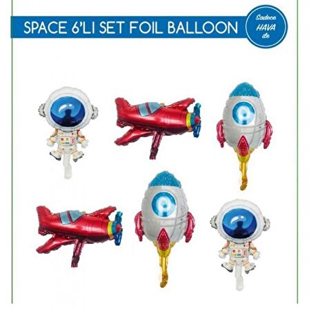 6 lı Space Folyo Balon Seti