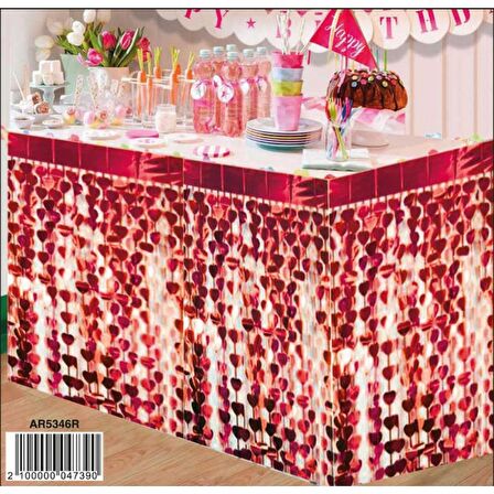 Metalize Kırmızı Kalpli Masa Püskülü