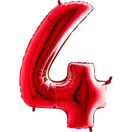 4 Rakam Kırmızı Folyo Balon 40 inç 100 cm