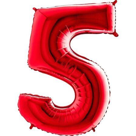5 Rakam Kırmızı Folyo Balon 40 inç 100 cm
