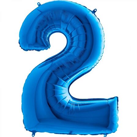2 Rakam Mavi Folyo Balon 40 inç 100 cm