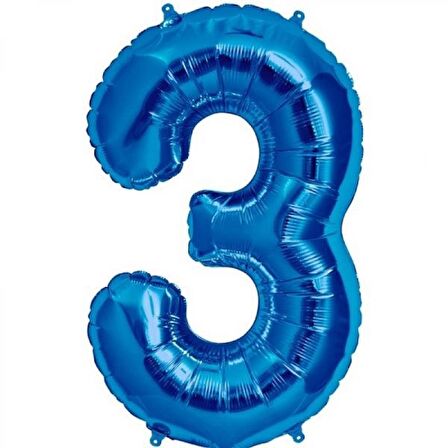 3 Rakam Mavi Folyo Balon 40 inç 100 cm