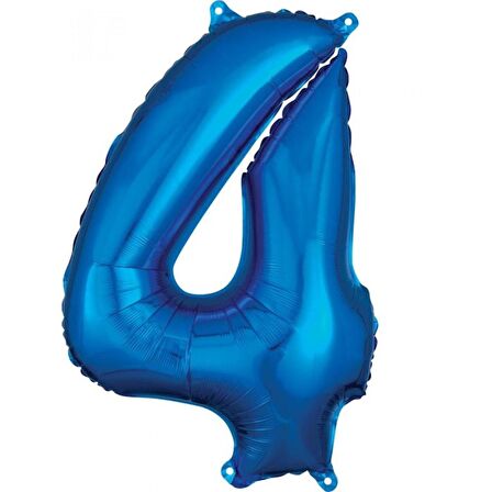 4 Rakam Mavi Folyo Balon 40 inç 100 cm