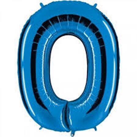 0 Rakam Mavi Folyo Balon 40 inç 100 cm