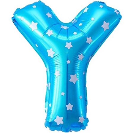 Y Harf Mavi Folyo Balon 16 inç 40 cm