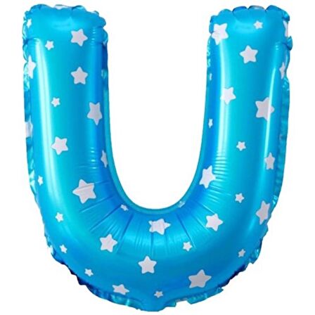 U Harf Mavi Folyo Balon 16 inç 40 cm