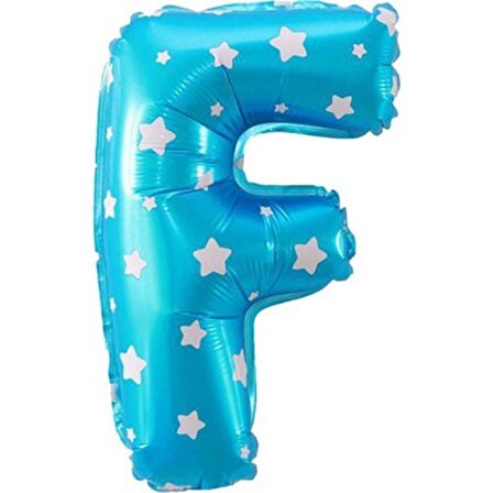 F Harf Mavi Folyo Balon 16 inç 40 cm