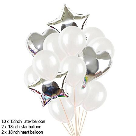 Beyaz Lateks ve Folyo Balon Seti