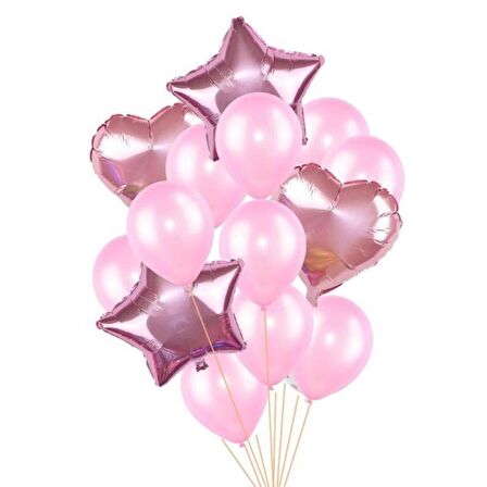 Pembe Lateks ve Folyo Balon Seti