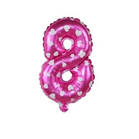 8 Rakam Pembe Kalpli Folyo Balon