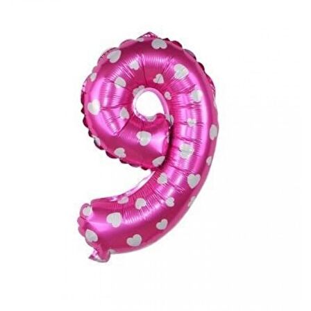 9 Rakam Pembe Kalpli Folyo Balon
