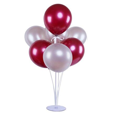 7 li Balon Demeti Fuşya Gümüş Balon