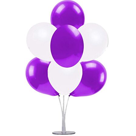 7 li Balon Demeti Mor Beyaz Balon