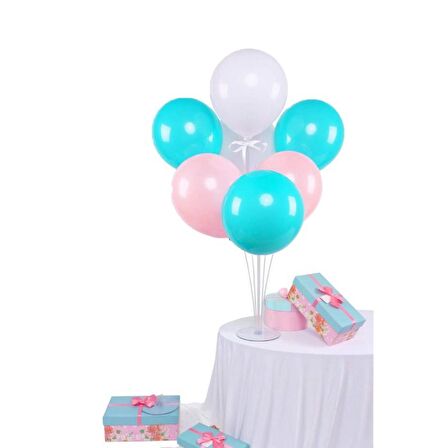7 li Balon Demeti Pembe Beyaz Mint Yeşili Balon
