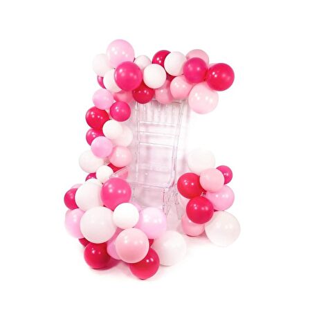 Fuşya Pembe Beyaz Balon Zinciri 5 Metre
