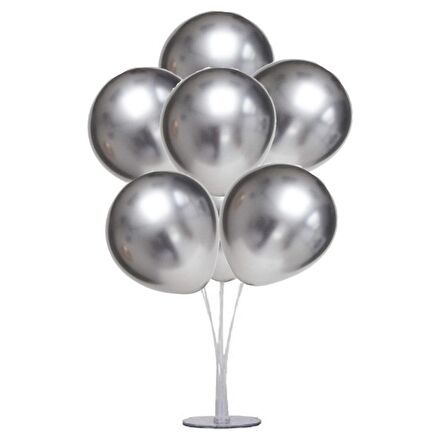 7 li Balon Demeti Krom Gümüş Balon
