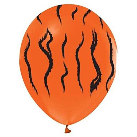 Turuncu Üzeri Kaplan Desenli 12 inç Lateks Balon