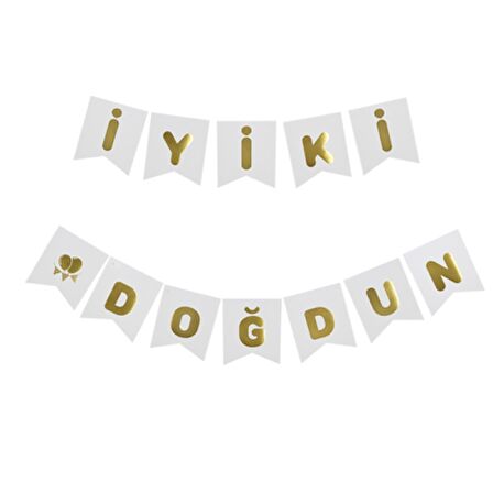 Beyaz Üzeri Gold İyi Ki Doğdun Banner